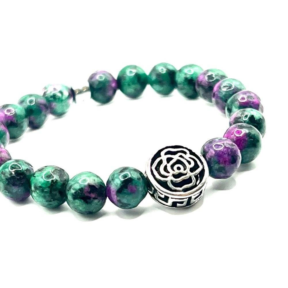 Elegant Green and Purple Jasper  Beaded Bracelet